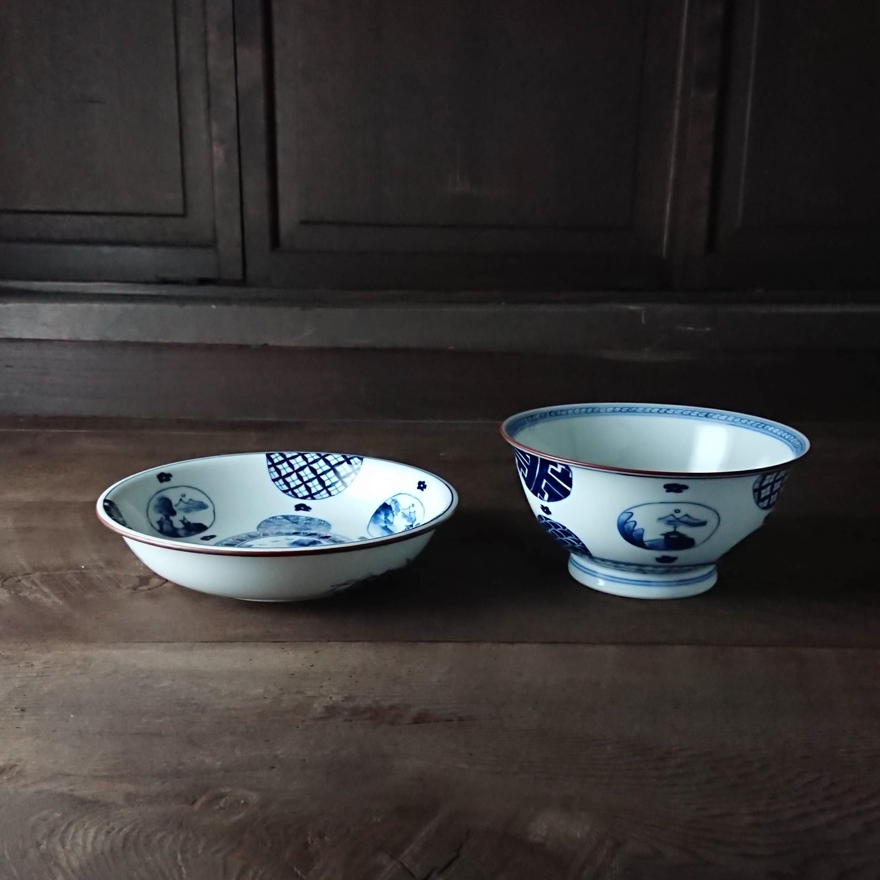 丸紋山水絵麺鉢 - 三川内焼「平戸洸祥団右ヱ門窯」オンラインショップ