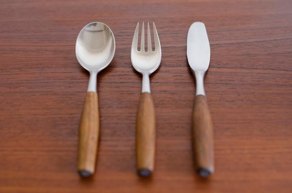 DANSK FJORD チーク×ステンレス ディナーフォーク&スプーン&ナイフ