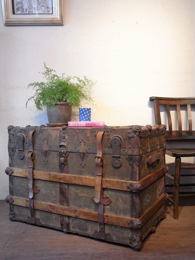 アンティーク レトロ ヴィンテージ 大型トランク 船トランク 見せる