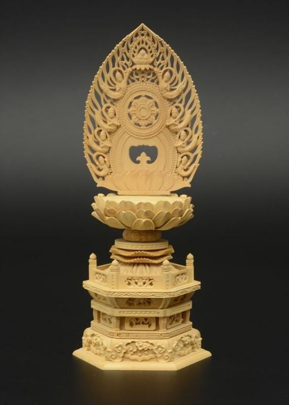 真言宗】柘植製 大日如来(座像/2.5寸) 六角台座 飛天光背 仏像 - 仏壇