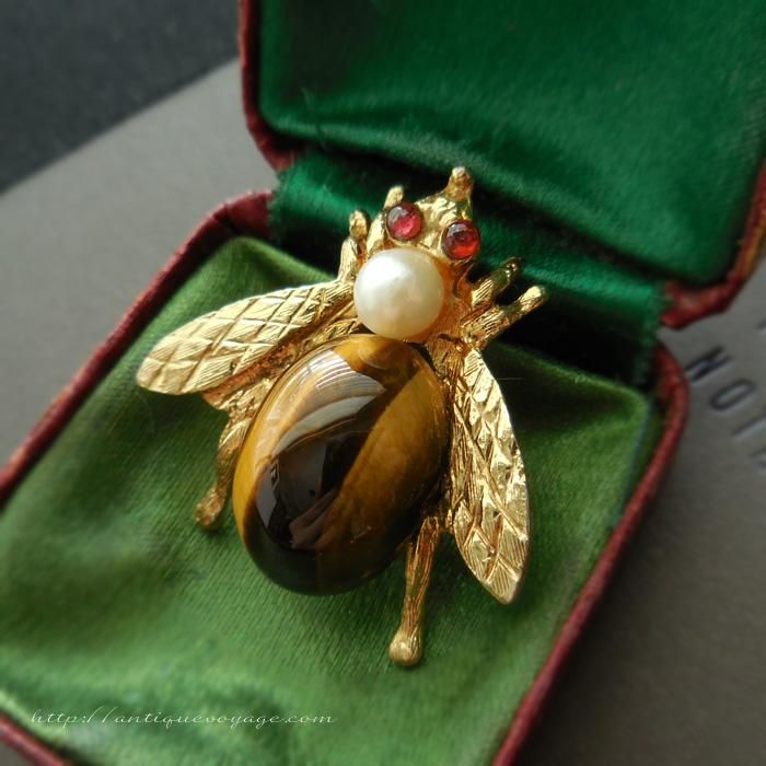 SWOBODA（スワボダ）☆タイガーアイとガーネット 天然石ミツバチ 蜂の