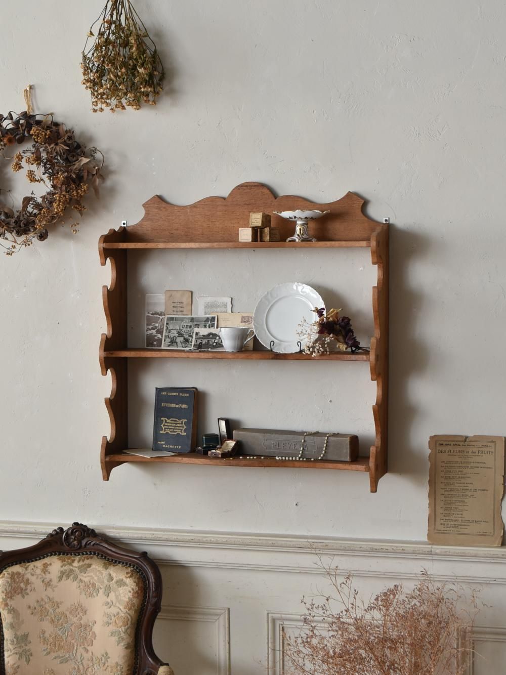 フランスアンティーク家具 3段ウォールシェルフ ウォールデコレーション