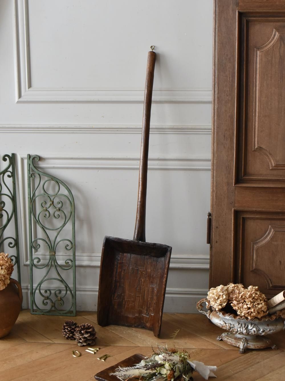 フランスアンティークディスプレイ 木製スコップ.A アンティークスコップ