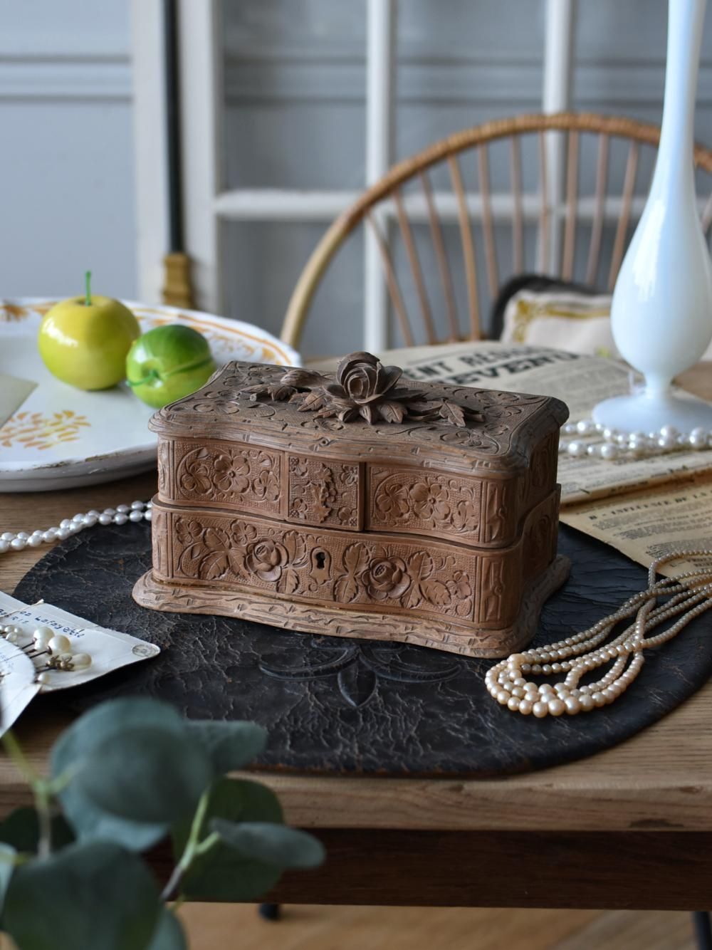 木製ジュエリーボックス フランスアンティーク雑貨 アンティーク