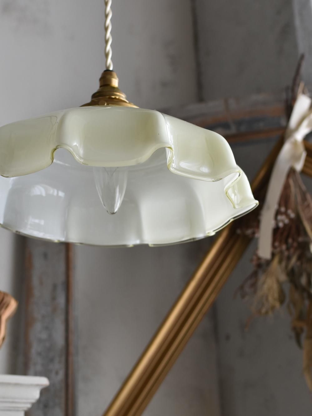フランスヴィンテージ照明 ガラスシェードランプ.17 ペンダントランプ