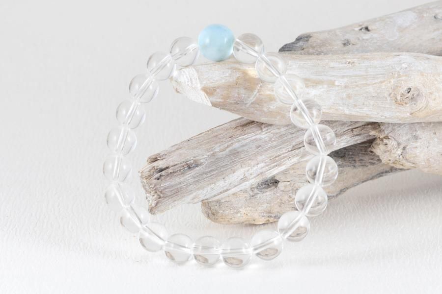 ラリマー入り水晶8mm玉 ブレスレット｜天然石 通販 キラリ石