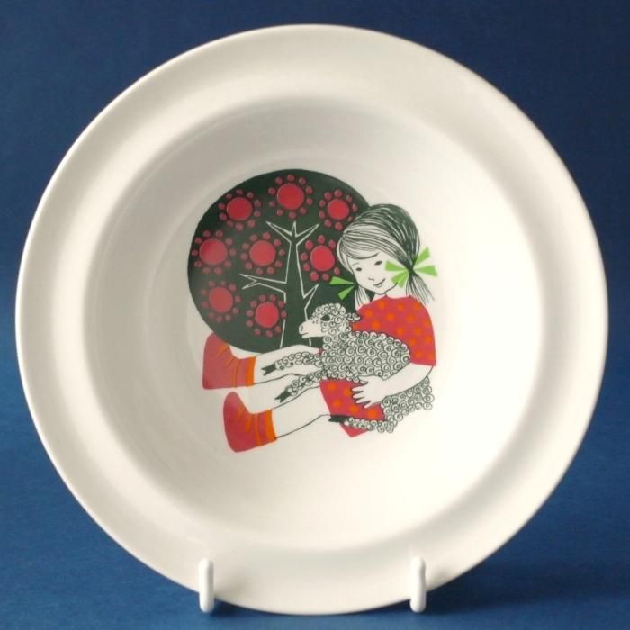 アラビア/ARABIA｜少女とひつじ｜深皿/スープ皿｜ライヤ