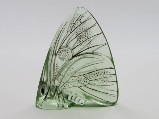 ラリック フィギュリン ○ パピヨン ペーパーウェイト 緑 グリーン