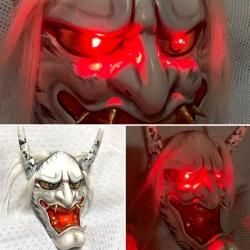 光る【神楽面－般若面・A】迫力神楽面 赤色LEDくわえ面タイプ