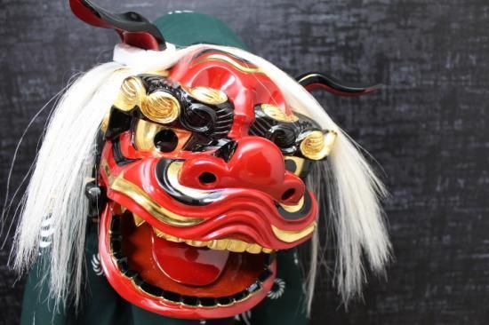 国産獅子舞 宇津 八寸 一式セット 上巻毛緑 - 獅子舞のオカダ