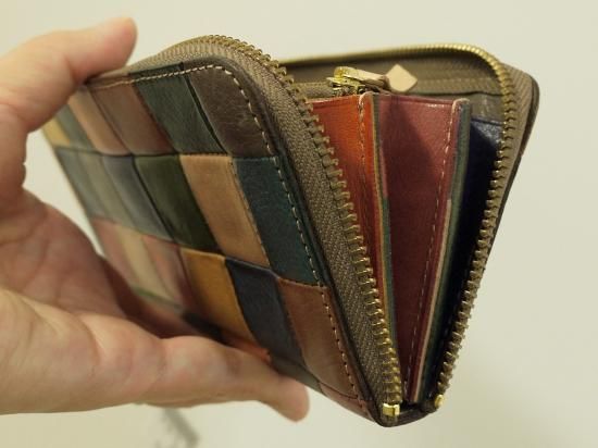Damasquina/ダマスキーナ ブロックパッチワークジップウォレット L
