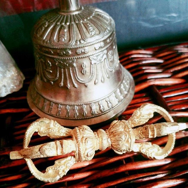 チベタン ベル＆ドルジェ set 大 ゴールド ハイクオリティ チベット