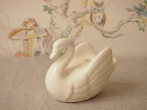白鳥の陶器キャンドルスタンド - アンティーク食器と雑貨のお店 lincs