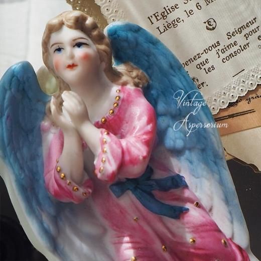 送料無料】フランス 蚤の市より アンティーク 聖水盤 （パステル 天使