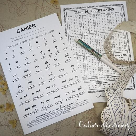 フランス製 アンティークリプロダクト学習ノート 文字 ー フランス雑貨