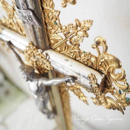 送料無料 フランス アンティーク INRI 十字架 キリスト オブジェー