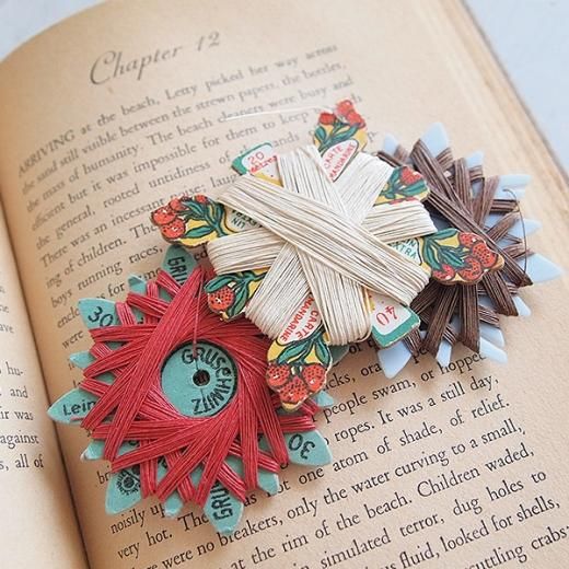 ドイツ・フランス アンティーク リネン糸巻き3ケset - フランス雑貨