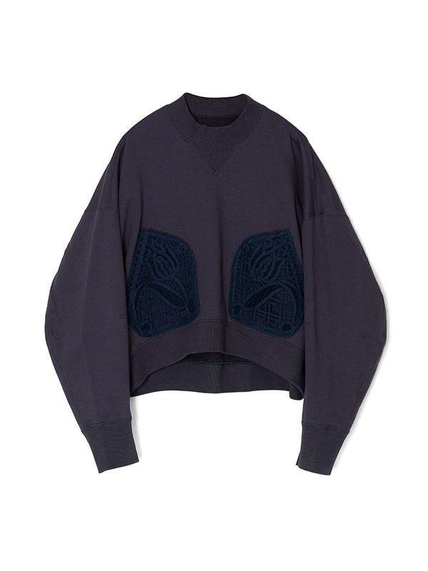 Cording Embroidery Cropped Sweatshirt-コーディングエンブロイダリー