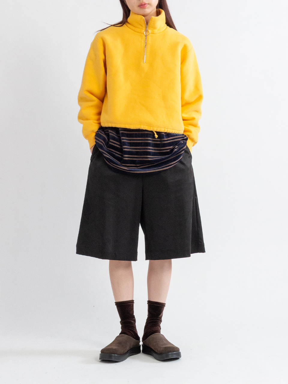 Athletic fleece half zip P/O short-アスレチックフリースハーフ