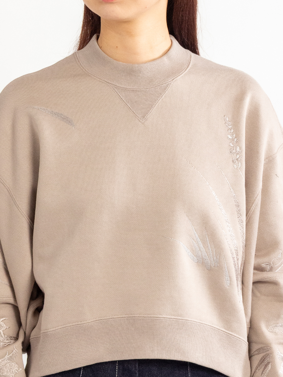 Floral Motif Embroidered Sweatshirts-フローラルモチーフエンブロイ