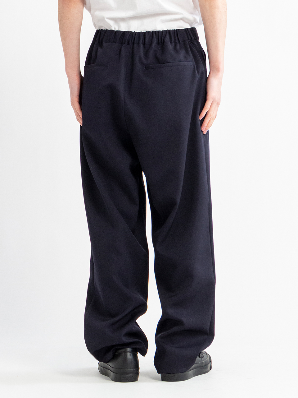 Scale Off Wool Wide Tapered Chef Pants-スケールオフウールワイド