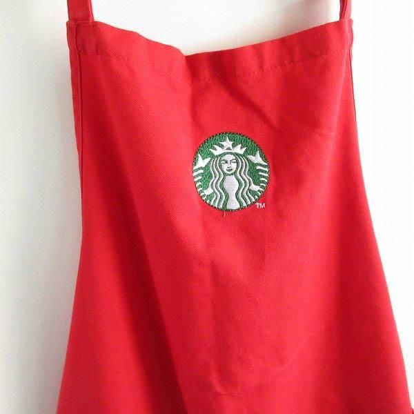 希少 美品 STARBUCKS COFFEE スターバックス レッド エプロン 赤系