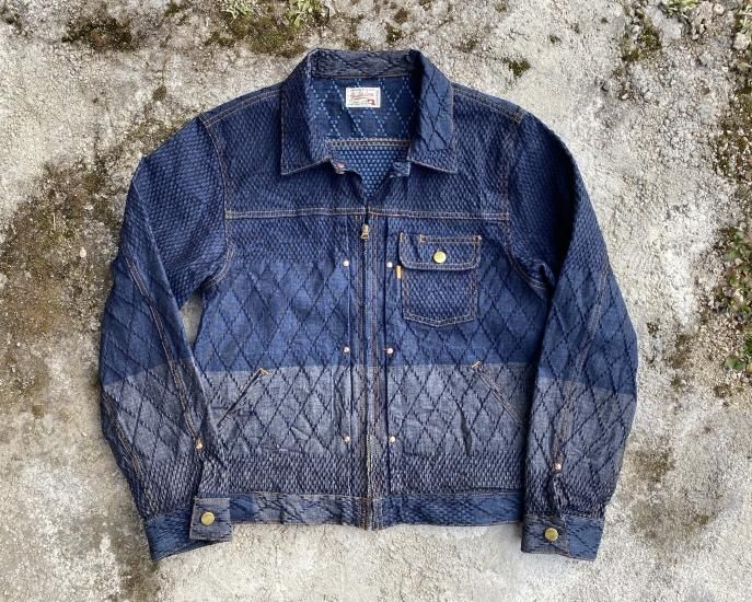 GZ-GJRKN-0410 メンズ Riders JEAN JACKET-剣道デニム-BLWH - 倉敷美観