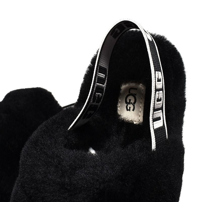 UGG W FLUFF YEAH SLIDE BLACK アグ ウィメンズ フラッフ イヤー