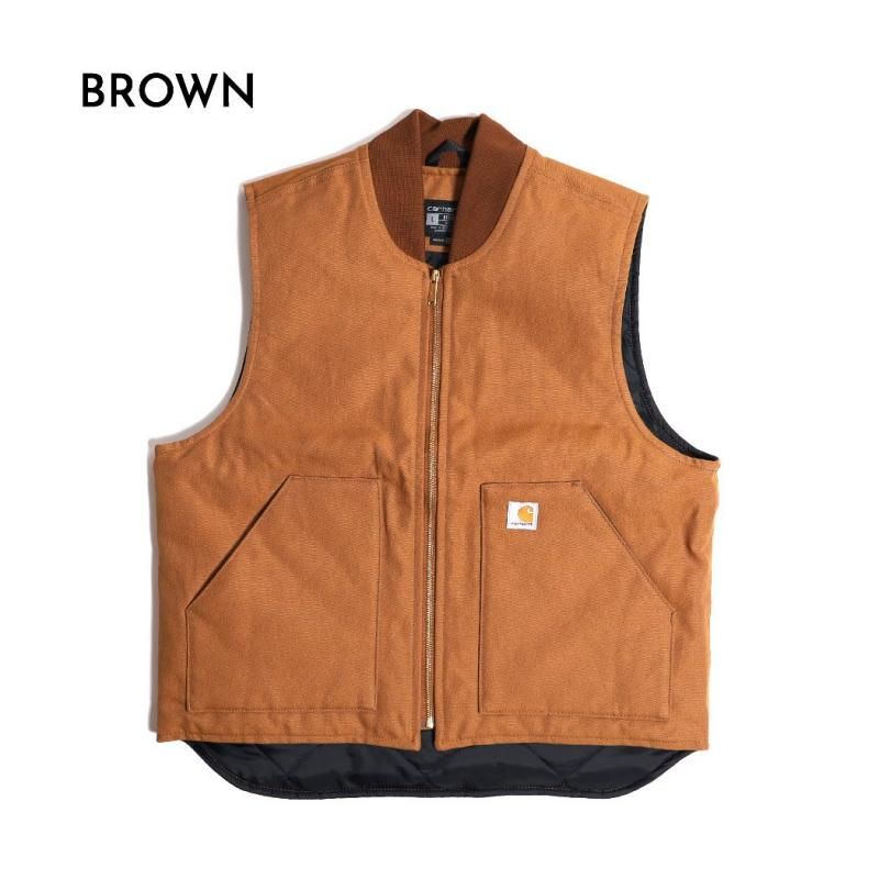 CARHARTT Firm Duck Insulated Rib Collar Vest BROWN BLACK