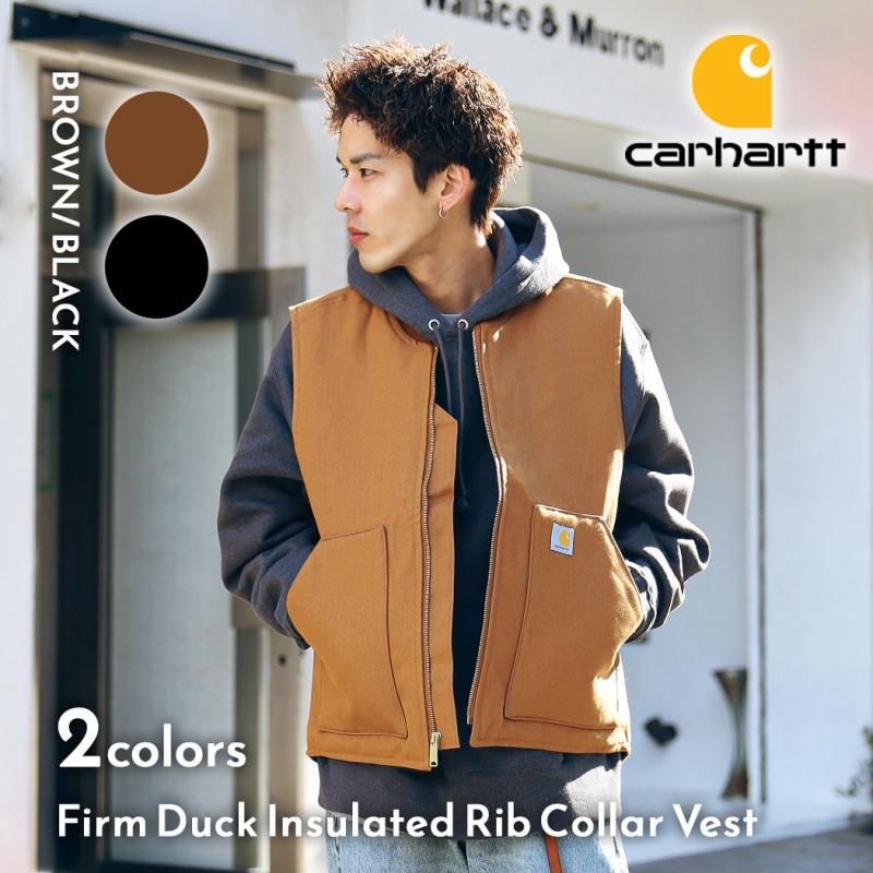 CARHARTT Firm Duck Insulated Rib Collar Vest BROWN BLACK
