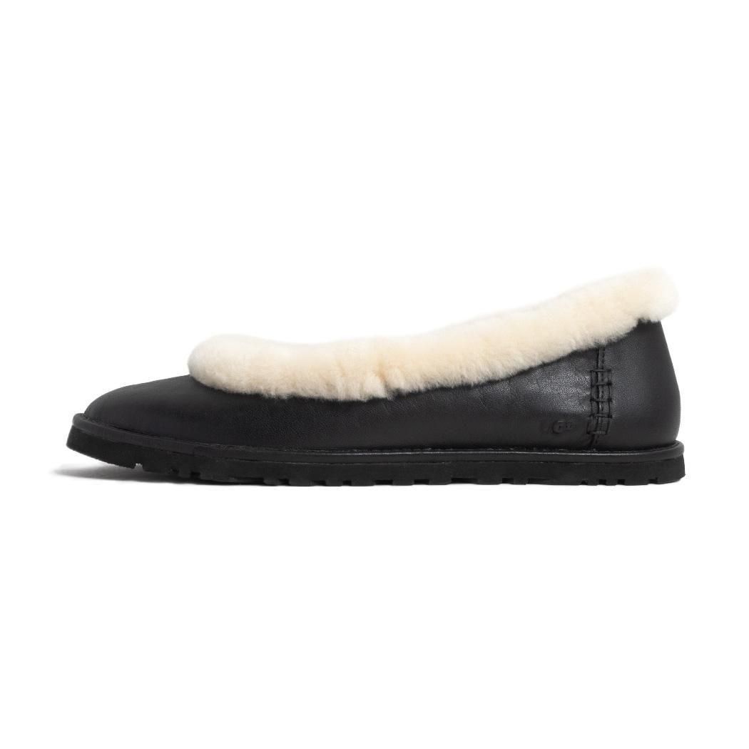 UGG ZORA LEATHER BALLET FLAT BLACK アグ ゾラ レザー バレエ
