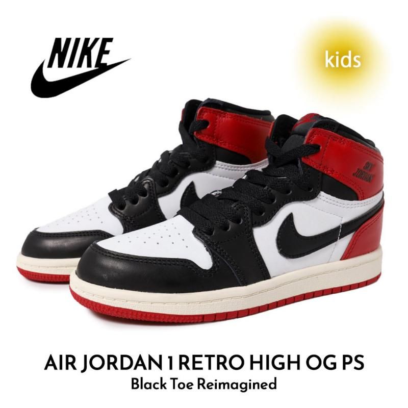NIKE AIR JORDAN 1 RETRO HIGH OG PS Black Toe Reimagined ナイキ
