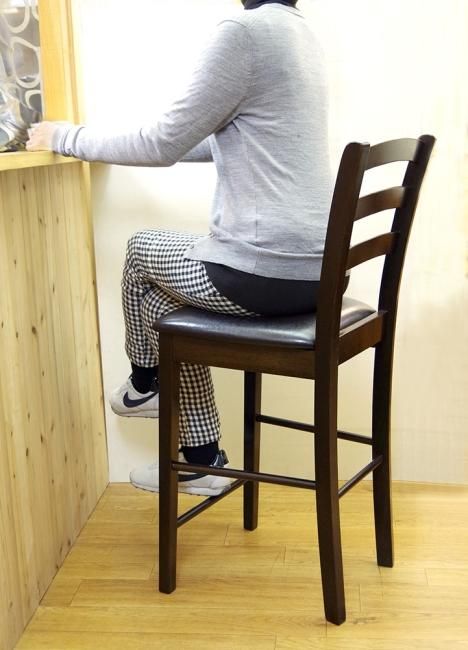飲食店用 木製カウンターチェア 座面高約60cm(63.5cm)のクッション座面