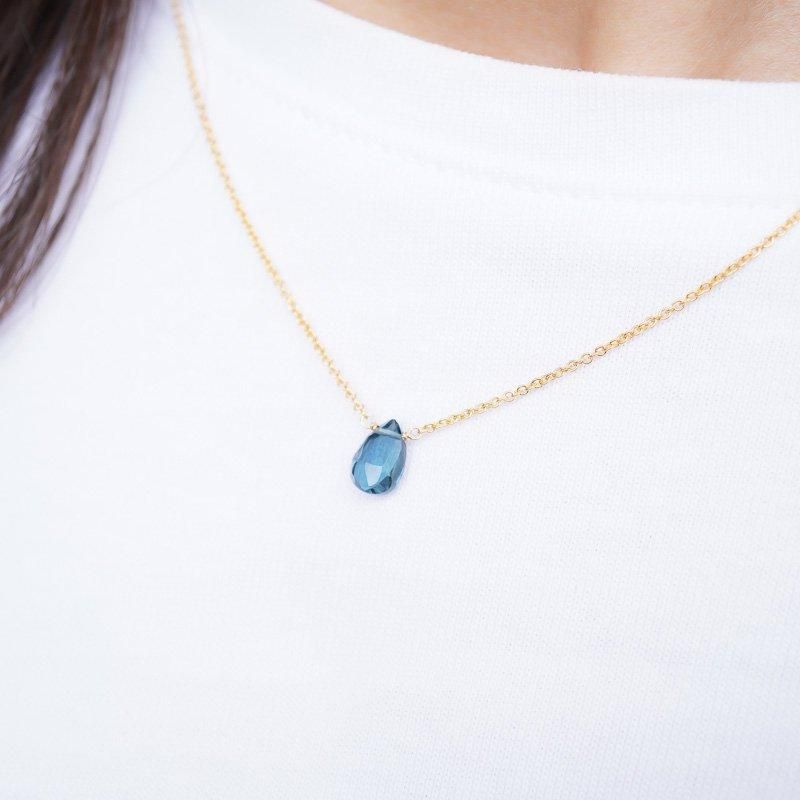 minikin]14kgf/ロンドンブルートパーズの一粒ネックレス