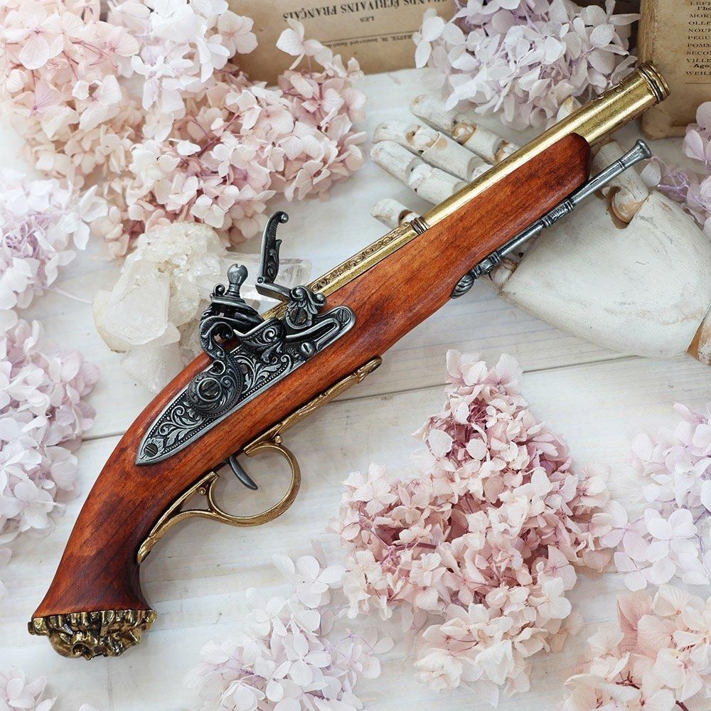 パイレーツフリントロックピストル（18世紀モデル）・金色 - 海福雑貨