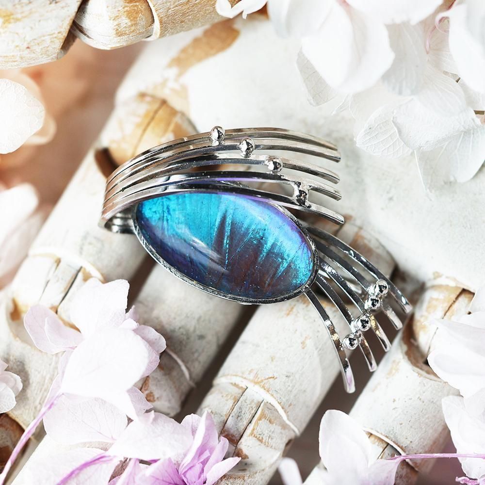 モルフォ蝶のヴィンテージブローチ - 海福雑貨通販部