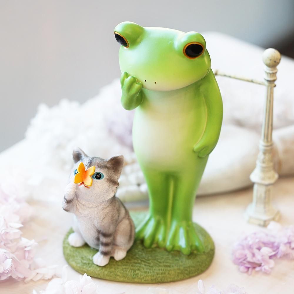 オブジェ「カエルと猫」- 海福雑貨通販部