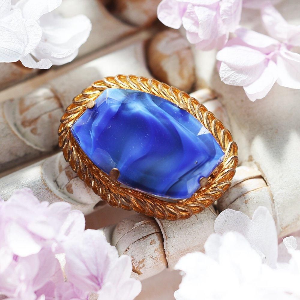 青硝子のブローチ - 海福雑貨通販部