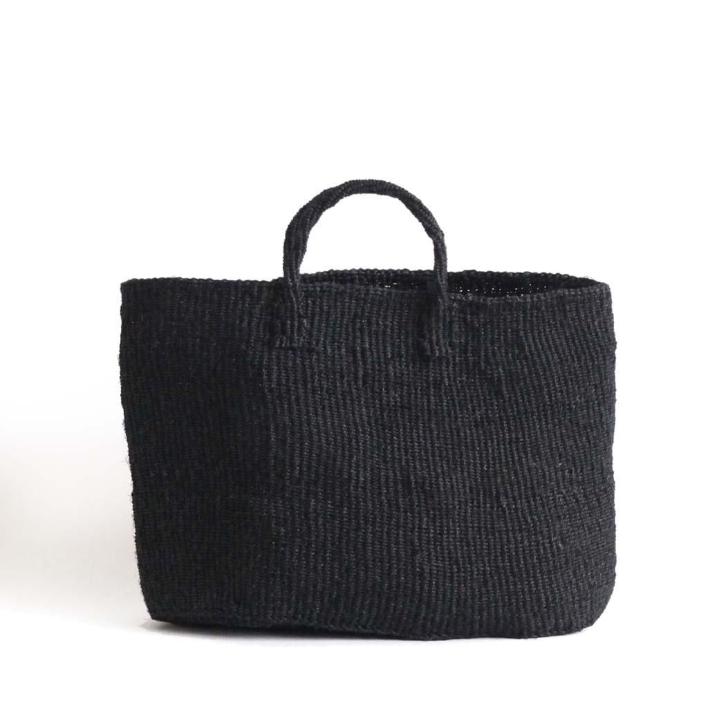 サイザル カゴバッグ 楕円L - ブラック かごバッグ