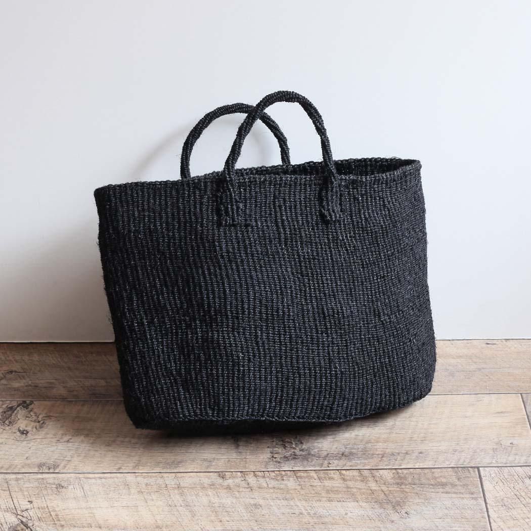 サイザル カゴバッグ 楕円L - ブラック かごバッグ