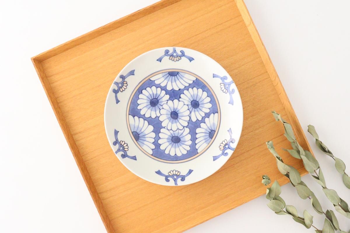 プレート｜18.5cm｜菊割銀小花｜磁器｜林九郎窯｜波佐見焼｜和食器通販