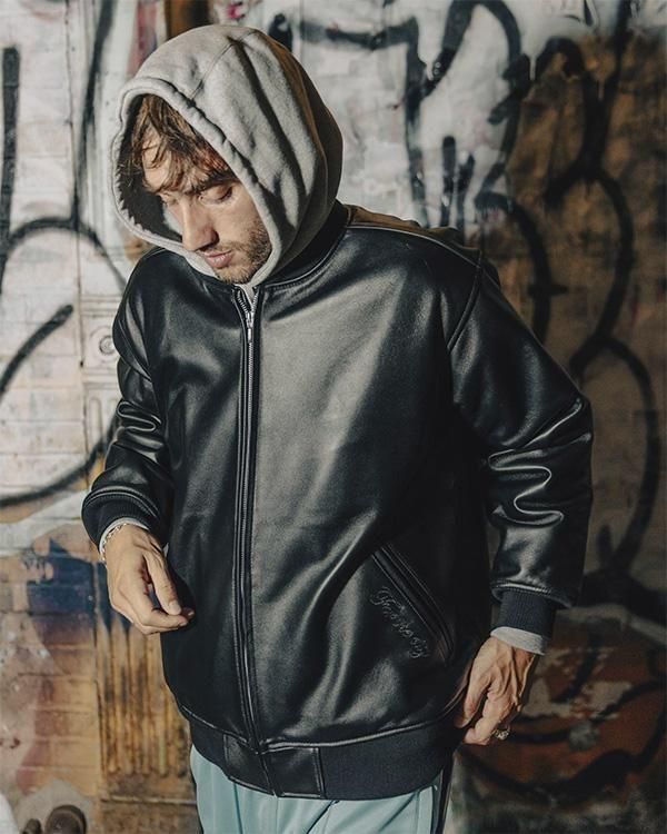 FTC / LEATHER ZIP VARSITY JACKET - birnest