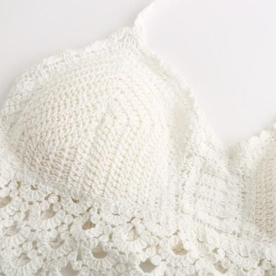 大特価】ホワイト クロシェ編み クロシェニットキャミソール かぎ編み