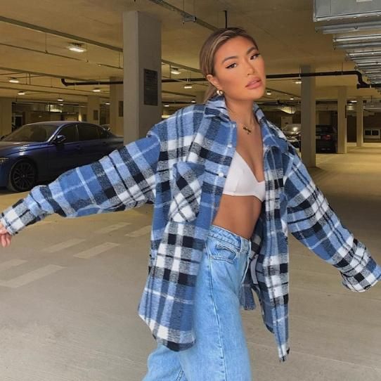 大特価】ブルー チェック柄 ネルシャツ 長袖 チェックシャツ シャツ