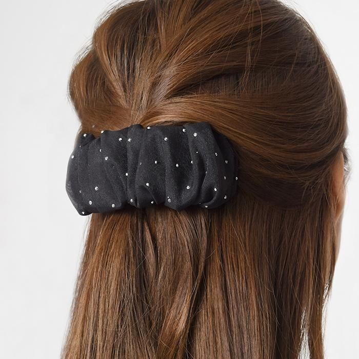 くしゅくしゅオーガンジー｜3段階式バレッタ｜フラワーリング