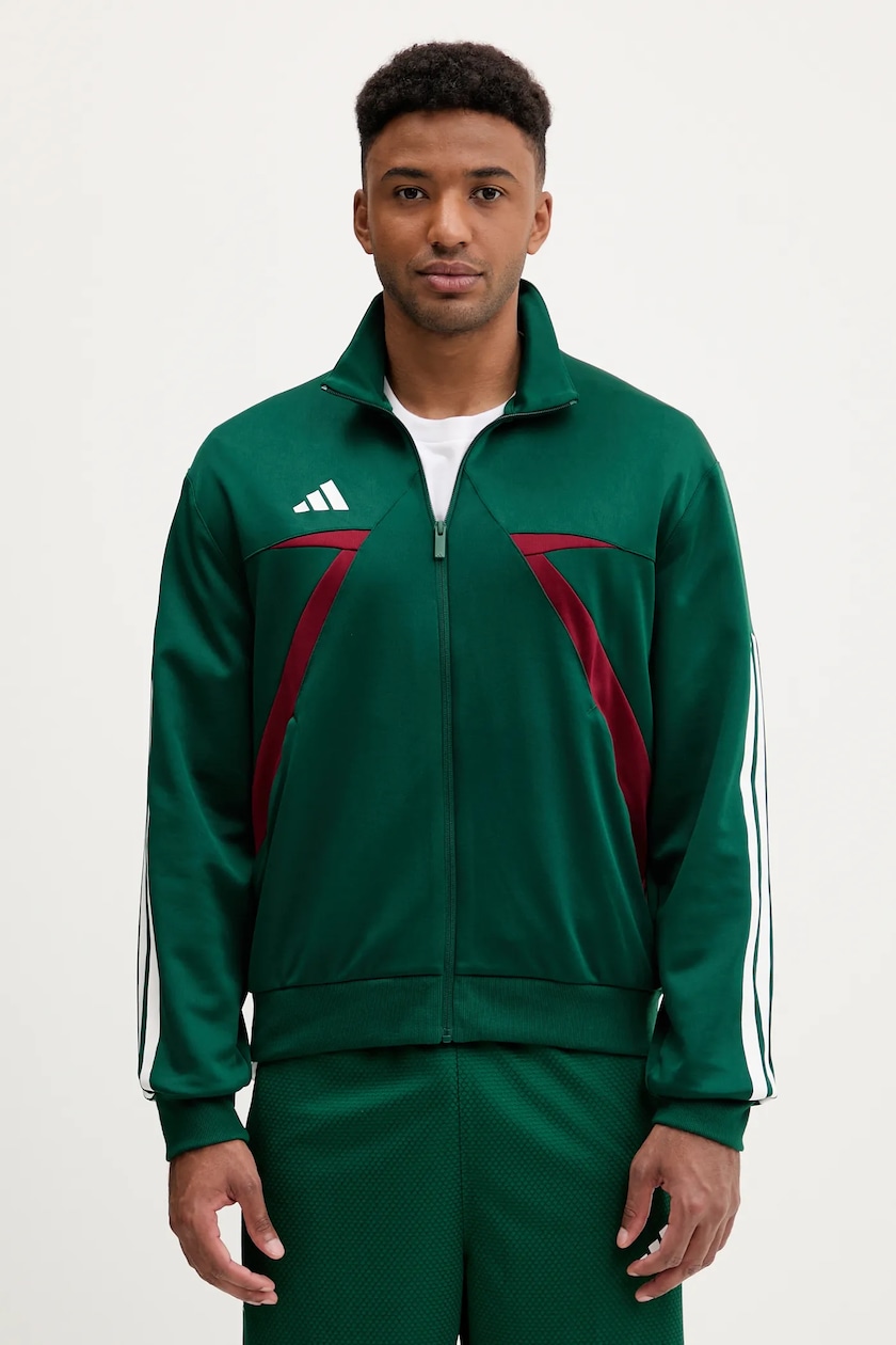 adidas bluză Z.N.E. bărbați, culoarea verde, cu glugă, cu imprimeu
