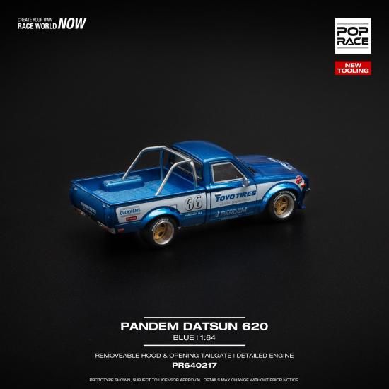 POP RACE 1/64 PANDEM DATSUN 620 BLUE 新金型-ミニカー専門店 RideON