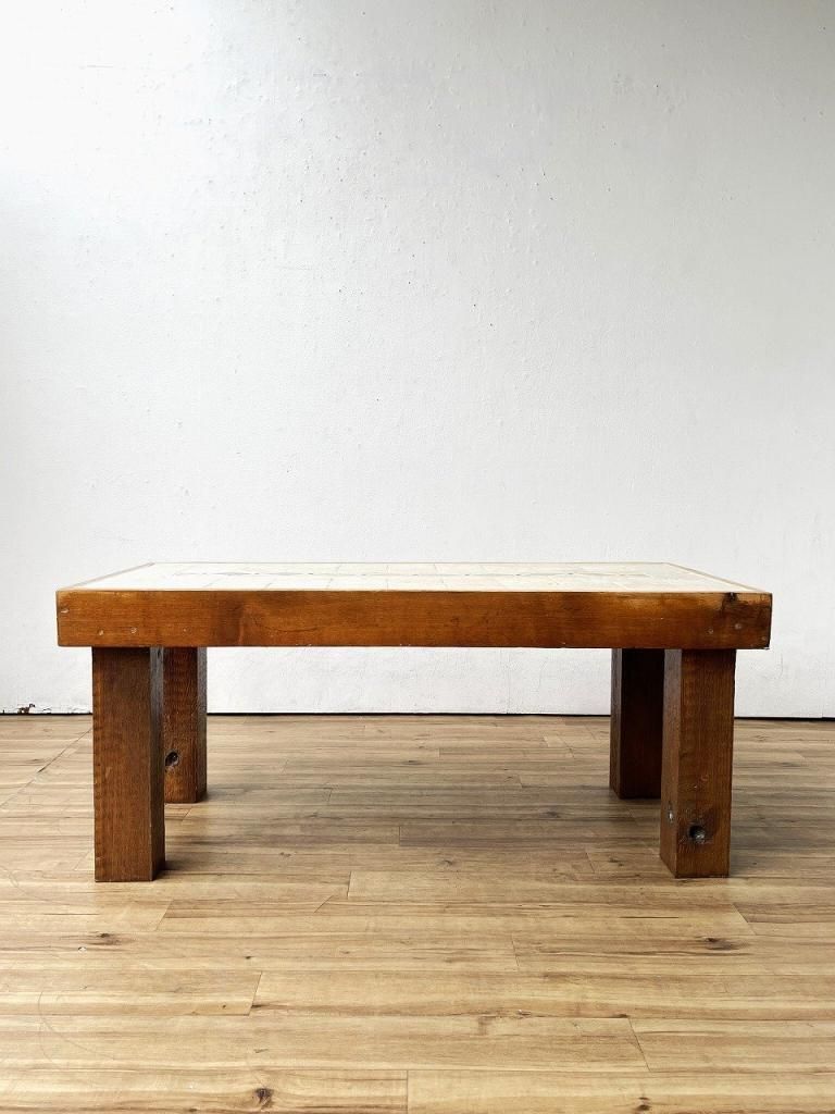 ヴィンテージ タイルトップ ローテーブル - アンティーク、ビンテージ