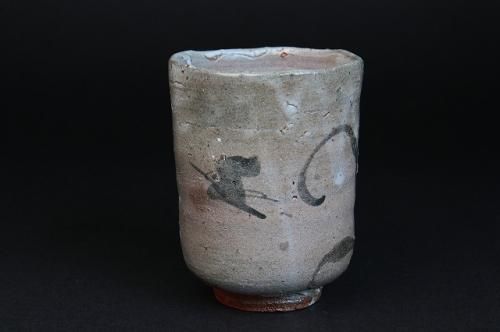 中川自然坊 「 絵唐津湯呑 」 中川恭平極箱 切立 - レトロ ＆アート