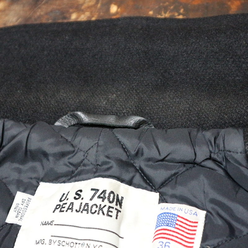 古着 SCHOTT U.S.740N USA製 ショット Pコート ブラック サイズ36